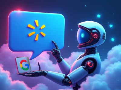 Walmart and Google logos highlighting AI shopping partnership in Gemini chatbot.